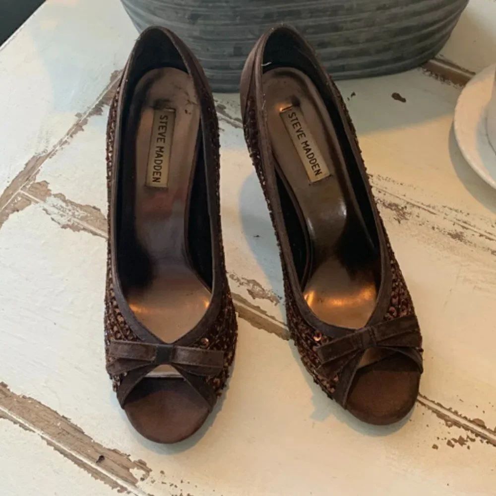 Steve Madden Sequin Fabric Heel